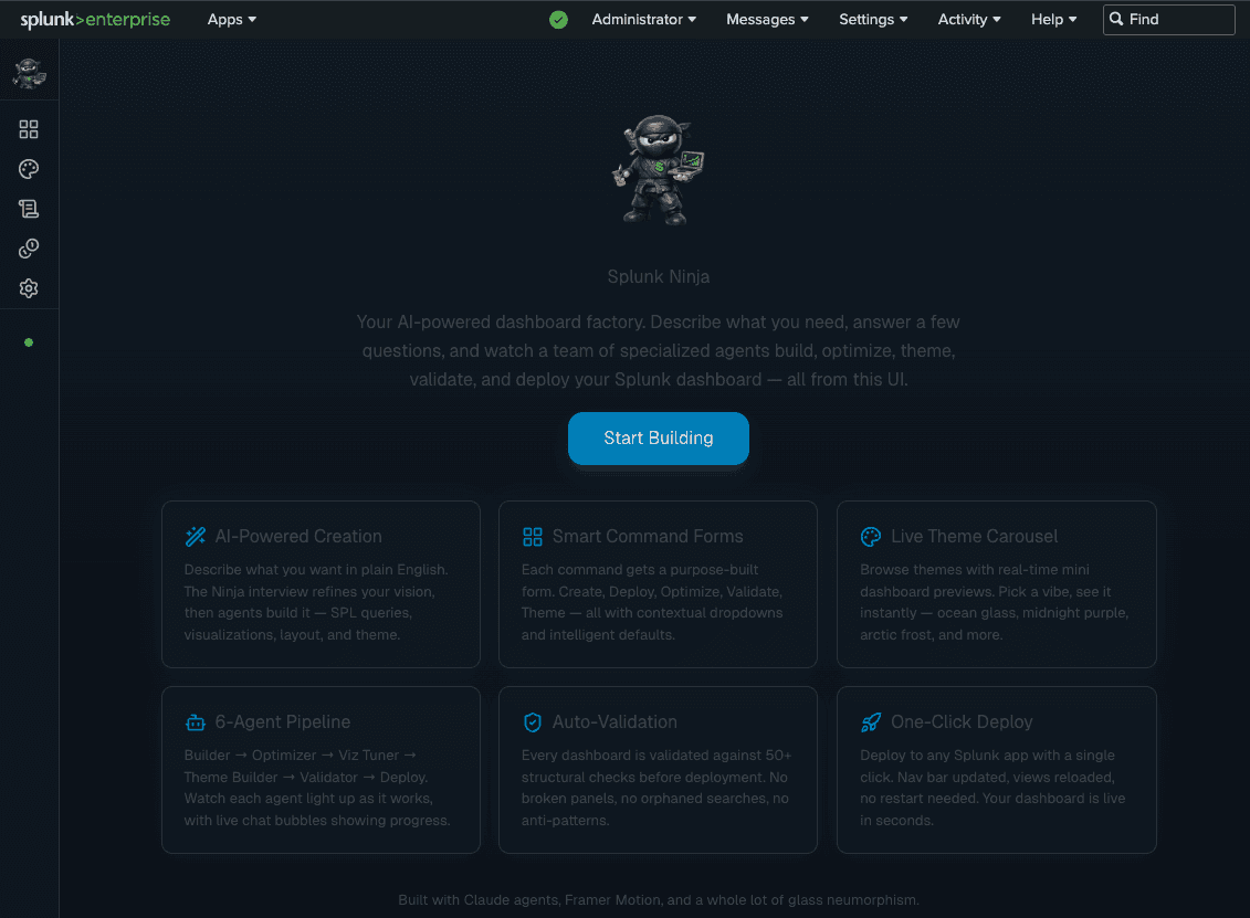 The dashboard factory: describe what you need in plain English and a team of agents builds it.